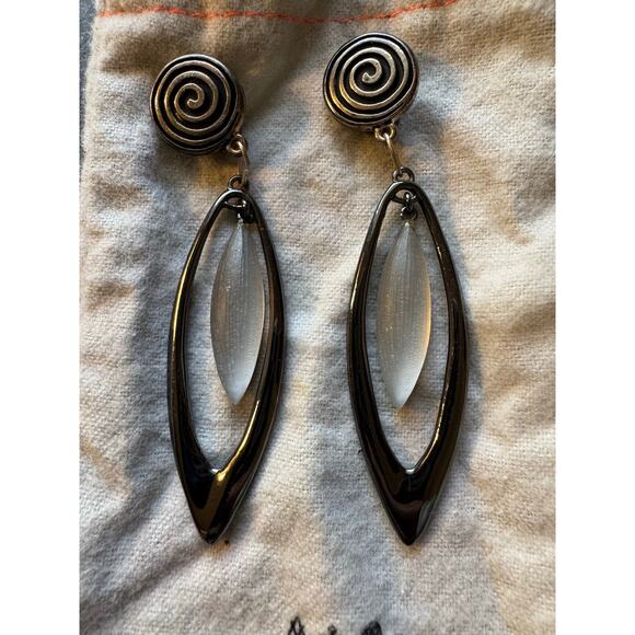 Alexis Bittar Lucite framed drop Earrings clip ons - Picture 2 of 5